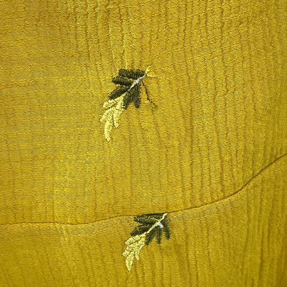 Sugar Lips Yellow Puff Sleeve Peplum Blouse Medium Embroidered Cottagecore girly - Picture 7 of 12